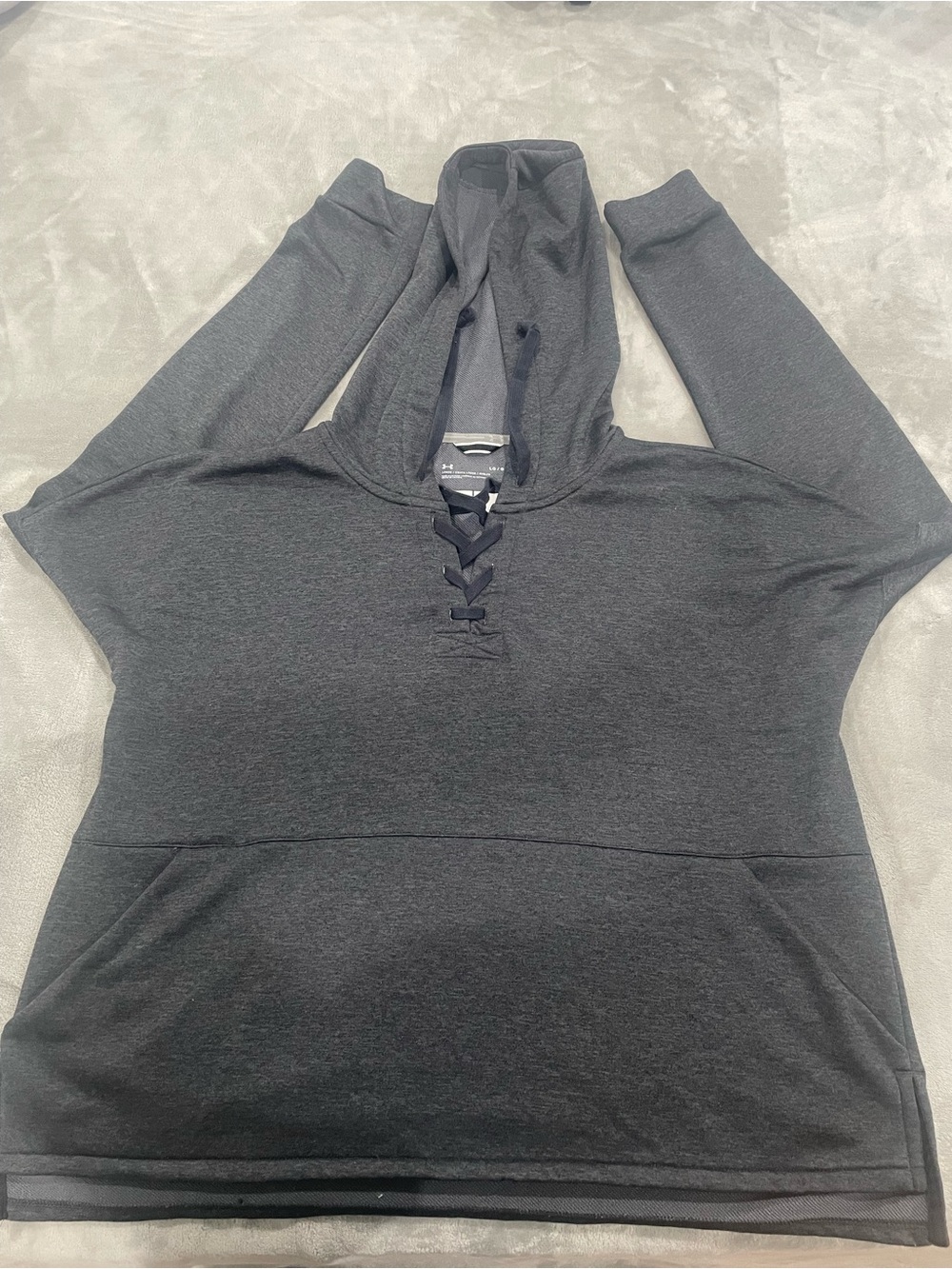 Under Armour Charcoal Lace-Up Hooded Pullover Top - Women's